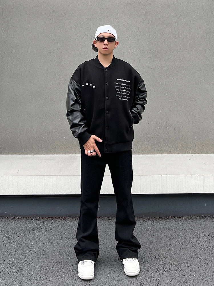 men streetwear jacket patchwork baseball bomber jackets coats hip hop harajuku motorcycle oversized outerwear black fashion p - variant style 09d177 for streetwear fashion