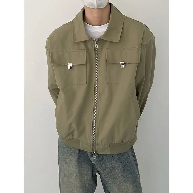 Season Fashionable Retro Airplane Jacket Men's Loose Street Y2K Niche Shoulder Pad Lapel Jacket