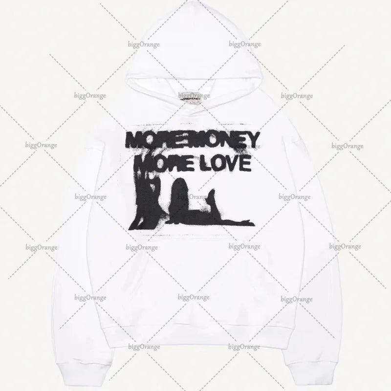 American Fashion Oversized Anime Print Hoodie Mens Y2K Streetwear Hip