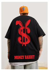 Harajuku Crying character – Money Rabbit Funny Graphic Printed T Shirt For Men Oversized
