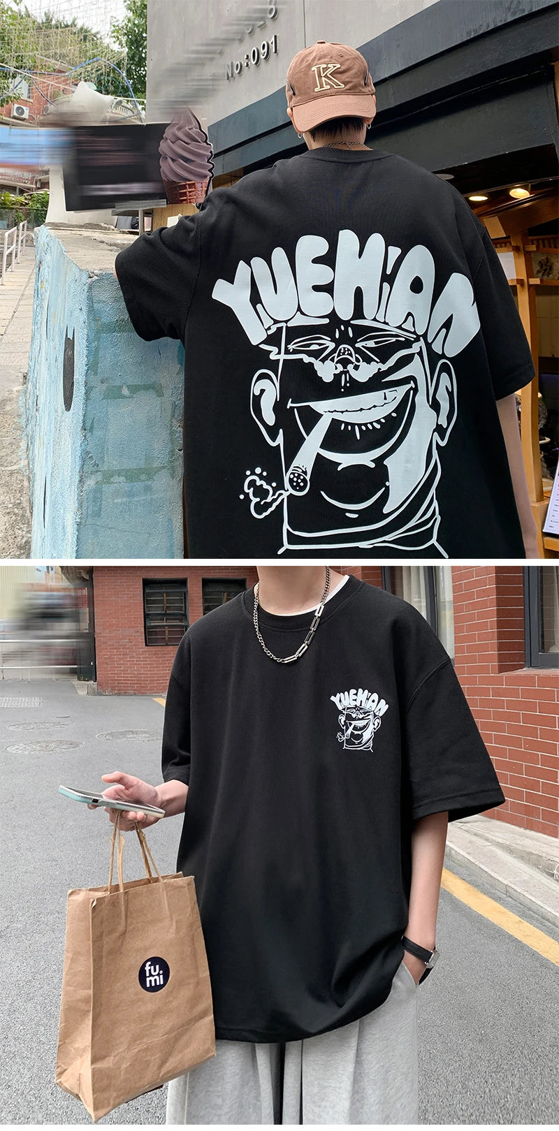 Cyberpunk Graphic tee – Harajuku Oversized High Street T Shirt Short Sleeve Man T Sh