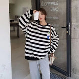 Original Korean New Style Loose Striped Sweatshirt American Harajuku C