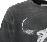 Vintage FW24 Devil print pattern High-Street Cotton Quality round neck pullover long sleeved sweatshirt