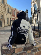 rainbowtouches mens winter parka jacket skeleton print streetwear outwear harajuku padded hooded loose warm coat unisex beige - variant style c3827a for streetwear fashion