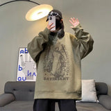 Autumn Korean Personality Street Boys Unisex Round Neck Sweatshirt Trendy American Couple Suede Long-sleeved Shirt Top