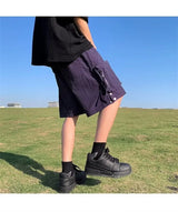 summer casual purple cargo shorts men high street drawstring pocket baggy short sweatpants y2k hip hop bermudas homme shorts unique joggers style 175