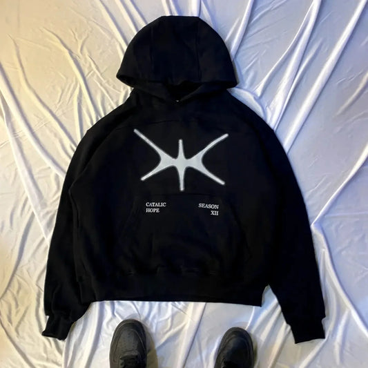 Skate culture hoodie with throwback alternative rock vibes