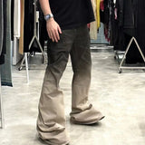streetwear ro style gradient color baggy stacked baggy flare jeans for men and women straight washed casual denim trousers stacked flare jeans