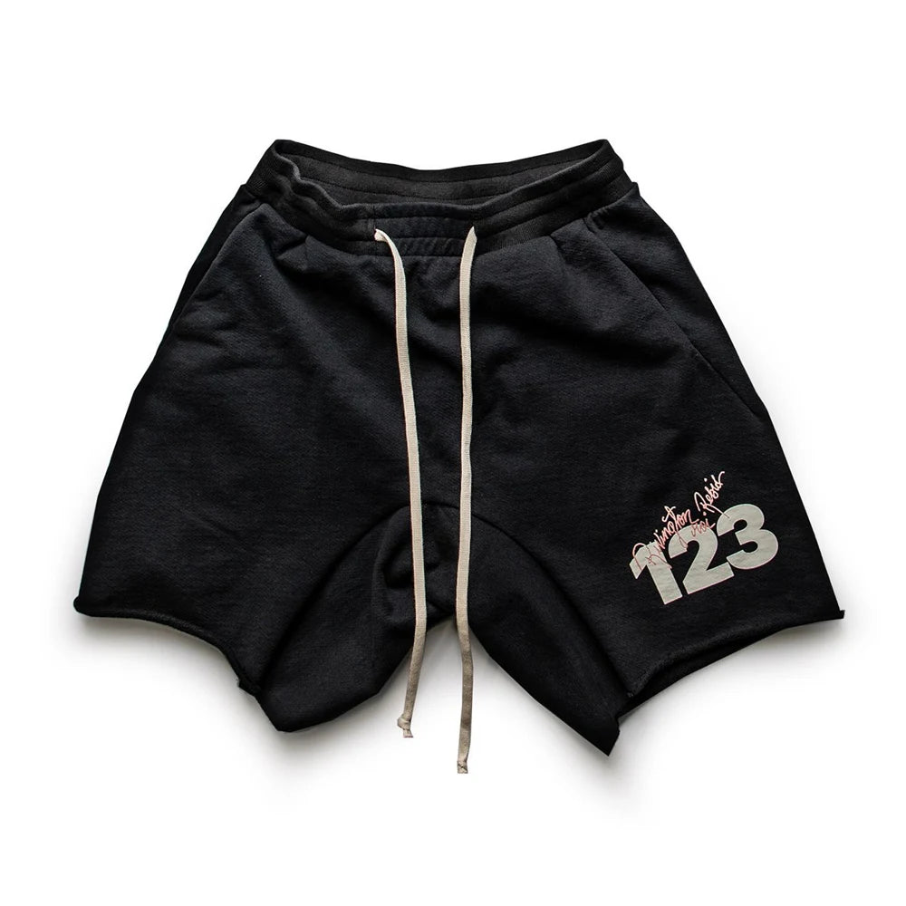 frog drift streetwear high street rrr123 logo hip hop short loose terry pants sweatpants for men relaxed fit joggers