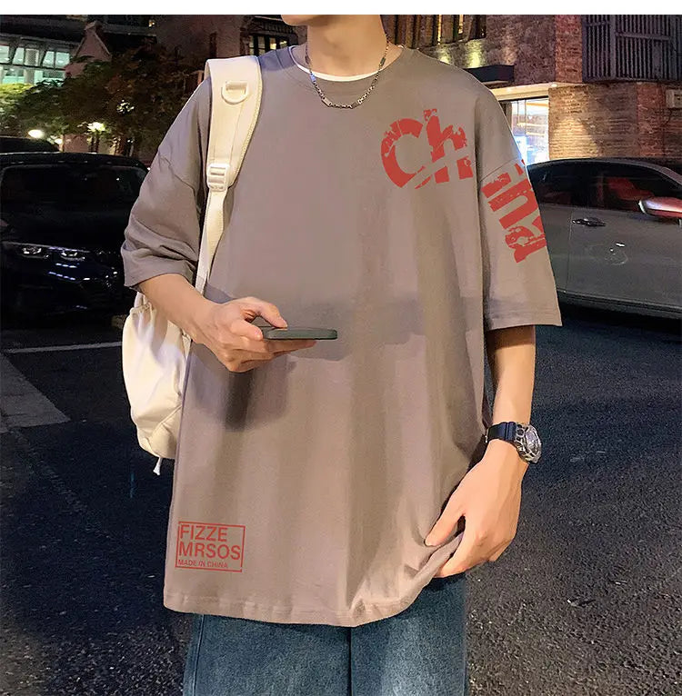 Glitchcore Anime panel – Korean Trendy Letter Printed Short Sleeved T Shirt For Men I