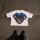 Skatercore Anime panel – American Fashion Trend Letter Print Oversized Round T Shirt