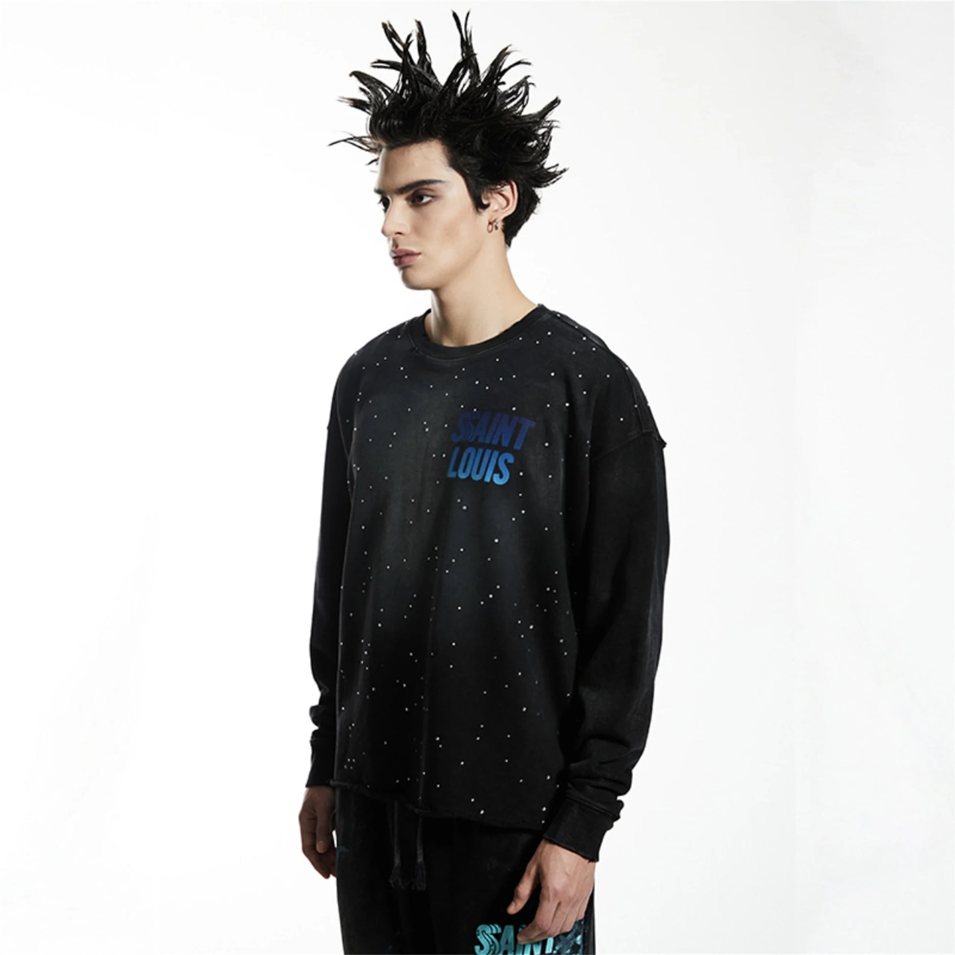 Vampire gothic hoodie with distressed punk rock elements