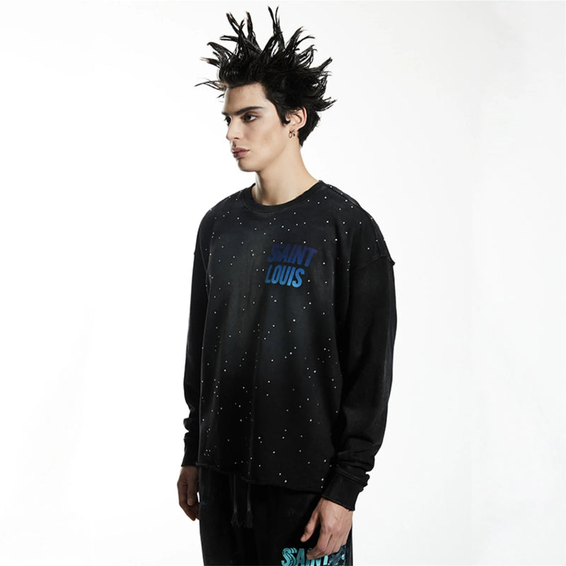 Vampire gothic hoodie with distressed punk rock elements