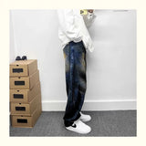 autumn hip hop graffiti painted baggy jeans mens y2l streetwear wide leg denim pants punk fashion distressed gradient jean unique jeans style 268