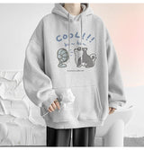 Cool Cartoon Cat Graphic Print Hoodies For Men Y2K Streetwear Clothes