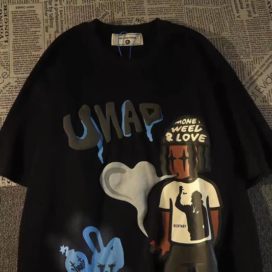 2000s hip-hop hoodie with bold oversized street branding