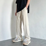 4 colors drawstring corduroy pants men fashion cotton casual pants men streetwear hip hop loose straight pants mens trousers clean everyday pants