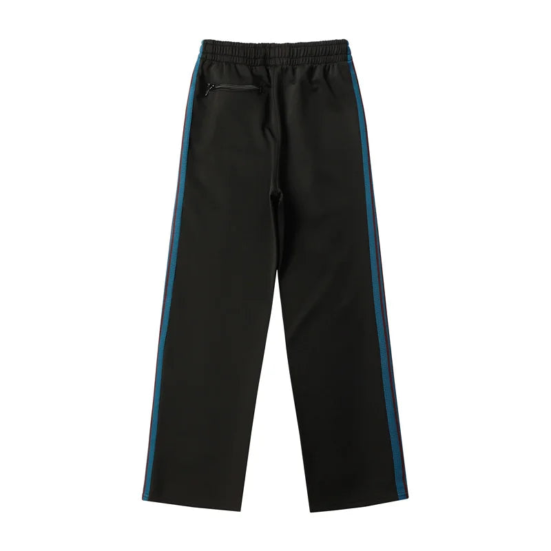 sea blue casual pants men woman loose comfortable side edge weaving stripe embroidery drawstring joggers sweatpants unique joggers style 5272