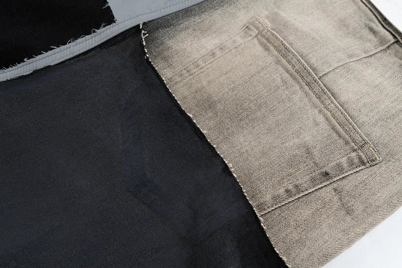 ro style ribbons patchwork gradient stacked wax pants unisex straight streetwear baggy y2k flare jeans oversized loose cargos 2 unique cargo style 674