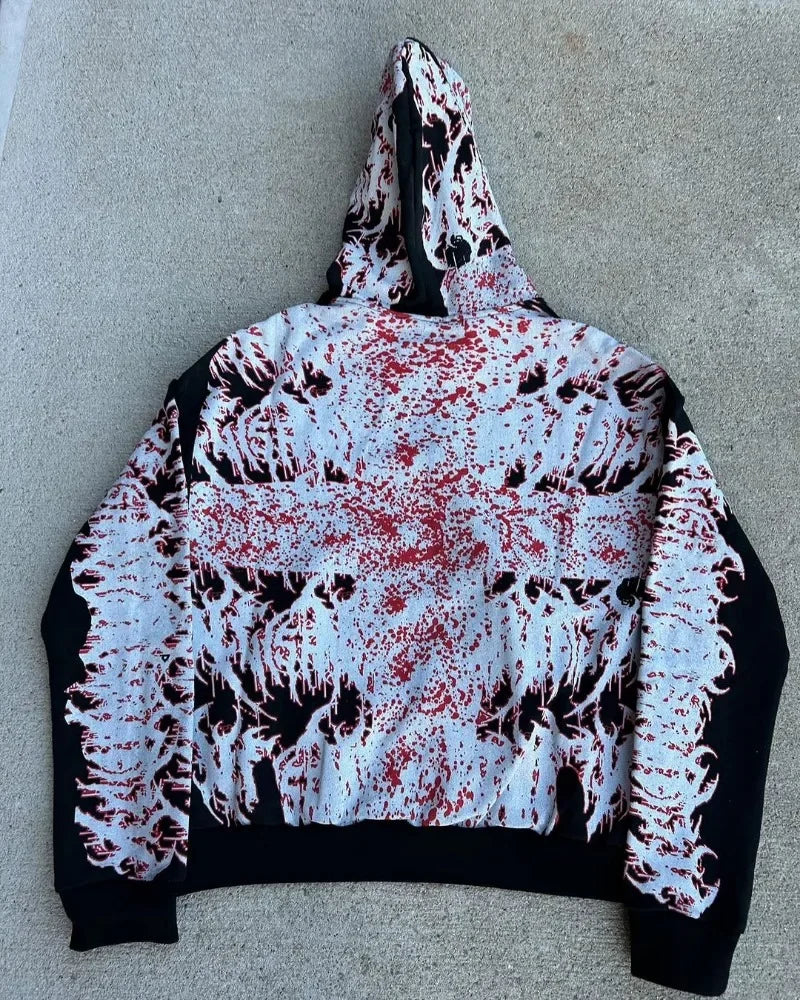 European And American Street New Striped Print Oversized Pullover Wome