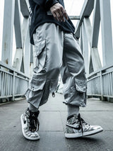 hip hop loose fit elastic waist cargo pants fashion side pocket ankle pants mens new casual drewstring sportwear pants joggers relaxed fit joggers