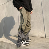 mens high street loose pants casual zipper open patchwork straight trousers pants hip hop new fashion streetwear jogging pants unique default style 1817