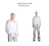 Vaporwave Barcode glitch – Mens Streetwear Hole Washed Cotton Long Sleeve Loose Casual