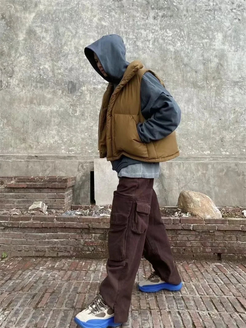 greg kanye double layer heavyweight fit hooded pullover with raw edges sweater grey trendy hip hop style outerwear, streetwear fashion hoodie, urban wear with bold artwork