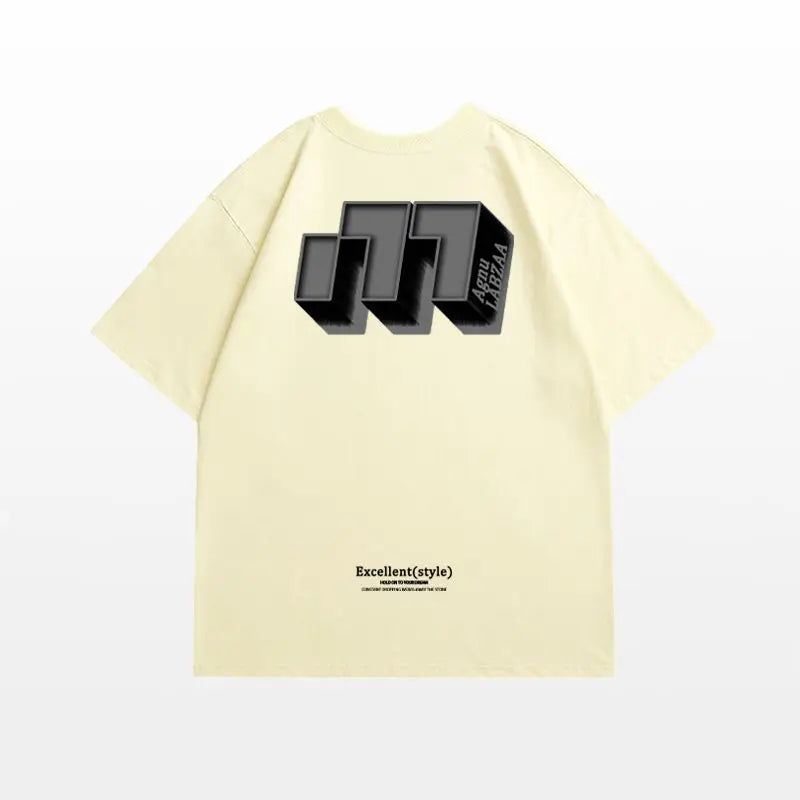 Skatercore Chrome print – Hip Hop Street Personality Letter Print Round Neck Short