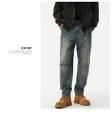 men streetwear fashion loose casual plus size denim harem jeans pant cityboy retro splice pocket cargo jeans trousers 40 38 unique cargo style 3200