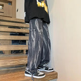 2023 autumn new fashion jeans men korean version loose straight trousers all match boutique clothing simple style stacked flare jeans