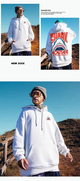 New In Anime Shark Graphic Printed Hooded Sweatshirts Men Hip Hop Fash