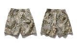 Mens Paisley Printed Shorts Hip Hop Loose Elastic Waist Sweat Shorts Casual Harajuku Drawstring Streetwear Sportswear Joggers