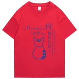 Anime Tokyo Men Tshirts Japanese Oversized Cute Cat Cartoon Print Male Casual Short Sleeve Tops Loose Summer Harajuku Tee Shirt