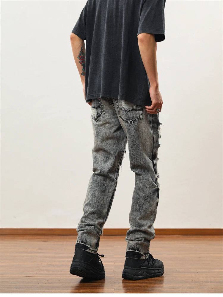 destroy distressed ripped denim jean pants new fashion biker jeans streetwear slim pants jogger y2k mens jeans skinny jeans men unique joggers style 2443