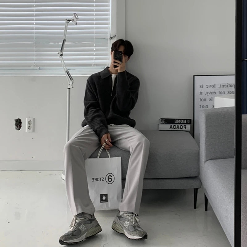 techwear street knit hoodie with oversized flame detail for urban fall winter outfits, street fashion menswear trend for seas