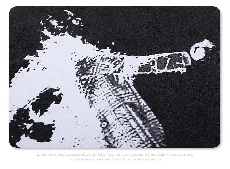 Hip-hop rap album featuring heroes and villains printed with short-sleeved shirts