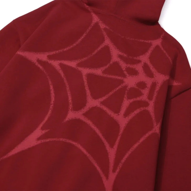 gothic melting smiley featuring fashion spider web printed hoodies unisex hip hop y2k sweatshirt streetwear mens casual hooded autumn warm loose tops hoodies