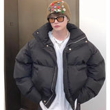 Simplicity Stand Collar Mens Parkas Heavy Winter Thicken Casual Short Cotton Jacket Warm Fashion Coats Male Streetwear New