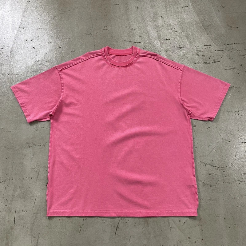 Skatercore Chrome logo – 2024 Summer New Washed Oversized Tshirt Worn Out Retro Distr