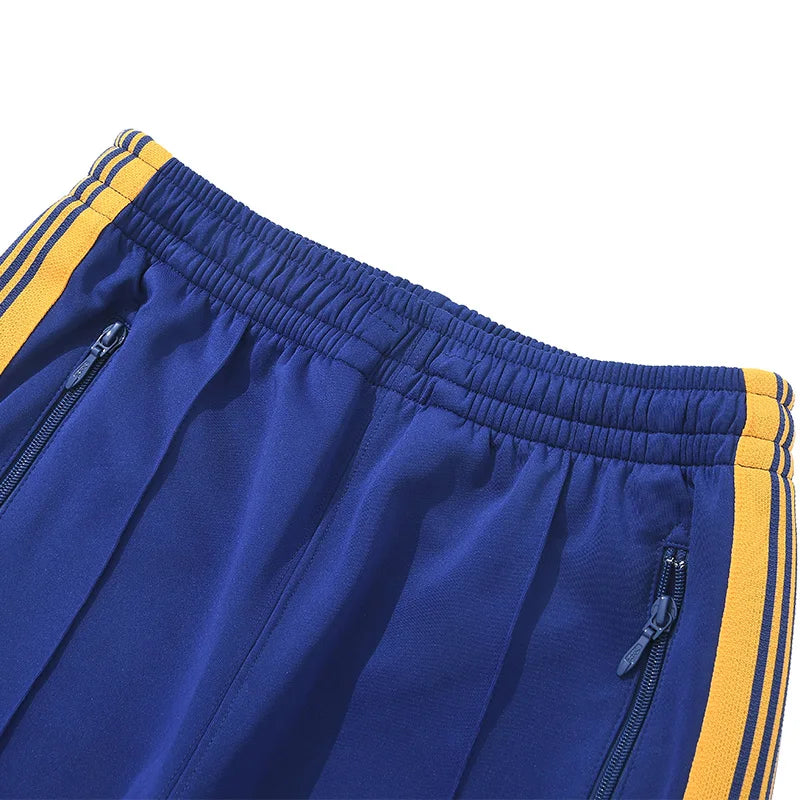 blue pattern embroidery casual motion pants men woman fashion street side edge weaving straight cylinder trousers unique default style 4717