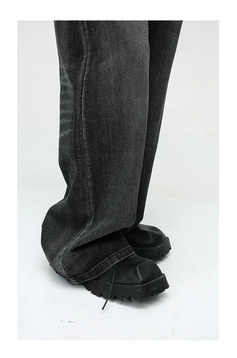 mens black baggy jeans male casual loose straight jeans trousers vintage hip hop denim pants unique jeans style 183