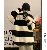 leather varsity streetwear knit with bold stitching, fall/winter pullover for urban outfits, men’s streetwear clothing piece 