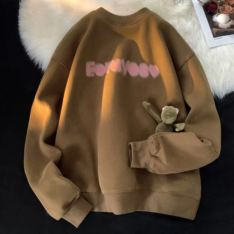 Autumn Goth Letter Printed Crewneck Sweatshirt For Men Y2K Streetwear