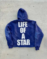 Gothic Retro Harajuku Star Embroidered Letter Oversized Hoodie Mens An