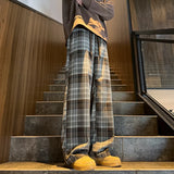 autumn plaid pants men oversized fashion retro casual pants men streetwear hip hop loose wide leg pants mens vintage trousers unique default style 3817