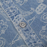 New 2022 Men luxurious Paisley West Coast CRIPS Bloods Fashion Denim Casual Shirts Shirt high Pocket Short-sleeves S 2XL #A630