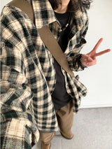 japanese college mens sets rough edge embroidery plaid shirt jackets big pocket retro cargo pants 2 pcs 2024 new casual suits unique cargo style 4447