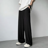 summer pleated pants men fashion oversized ice silk pants men japanese streetwear hip hop loose straight pants mens trousers relaxed fit trousers