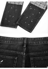 ripped holes patchwork denim jeans mens high street zipper straight jeans hip hop streetwear casual loose joggers jeans pants unique joggers style 2579